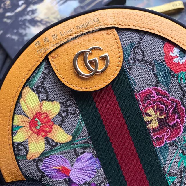 Gucci包 古馳女包 550618 Ophidia系列 花卉圓形迷你肩背包 Gucci鏈條式斜挎包  gudj1319